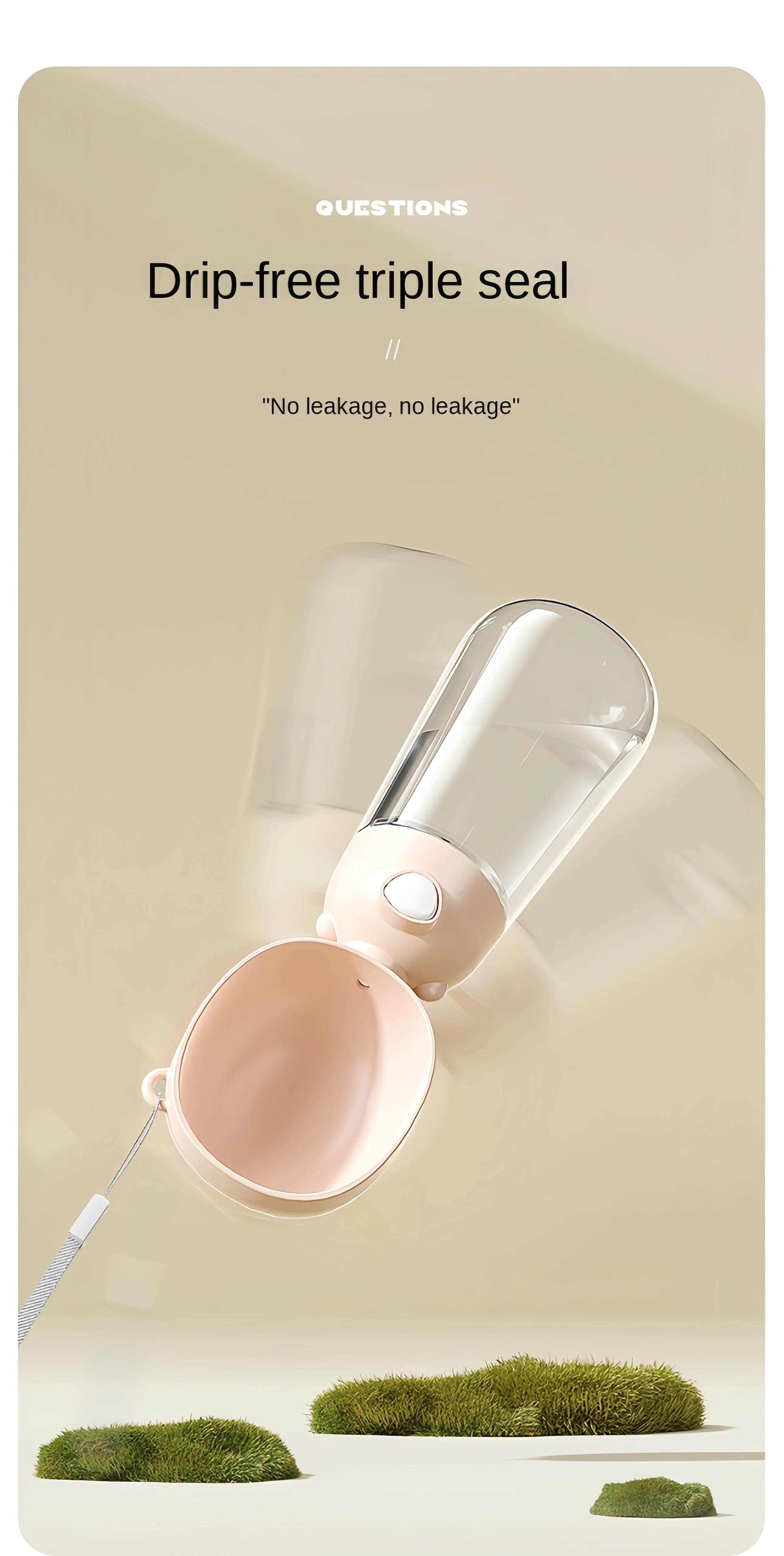 Dog Travel Water Bottle with Food Compartment