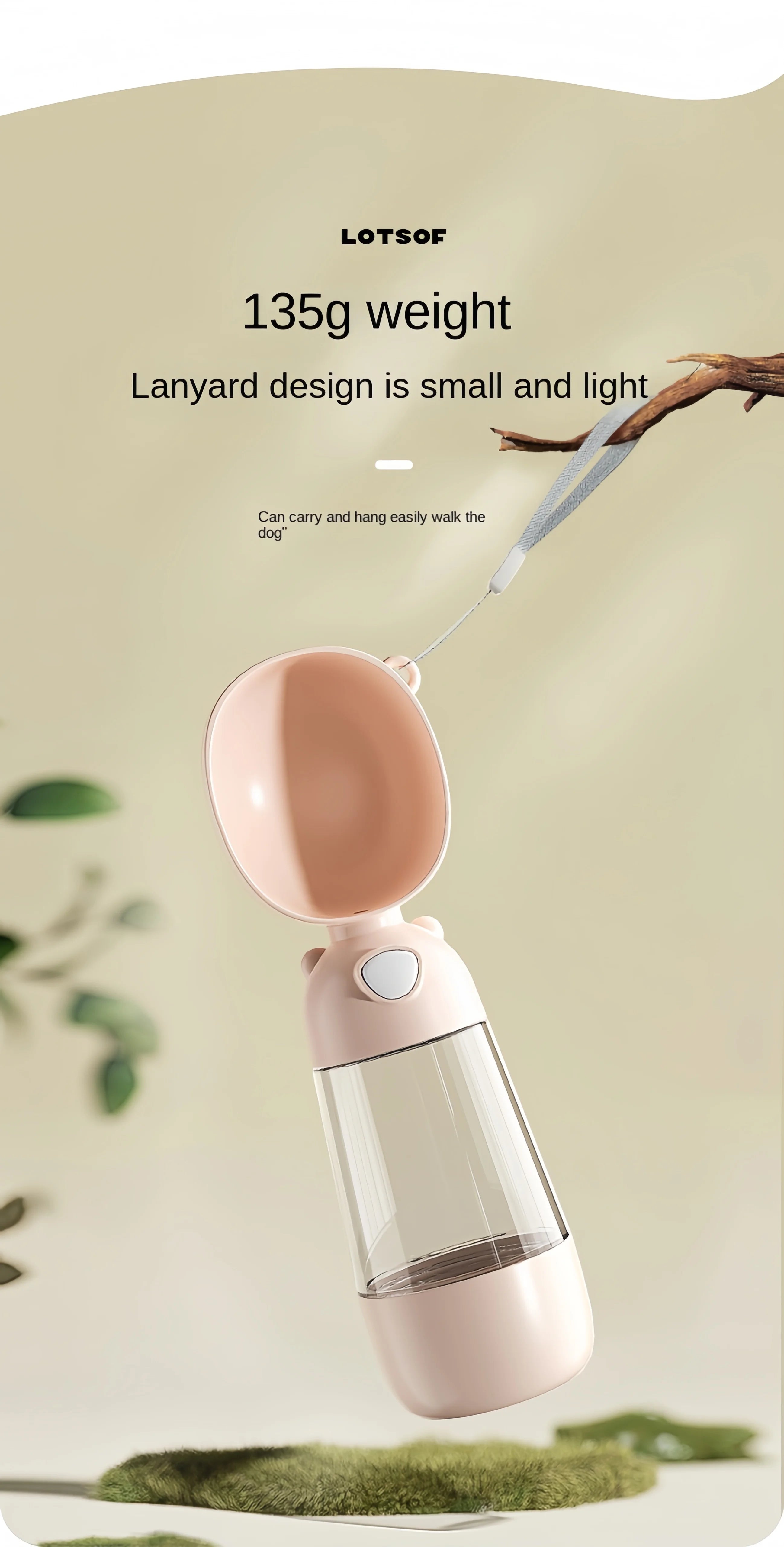 Dog Travel Water Bottle with Food Compartment