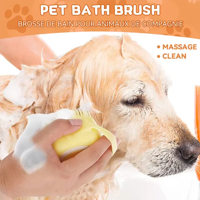 Pet Bath Brush with Shampoo Dispenser